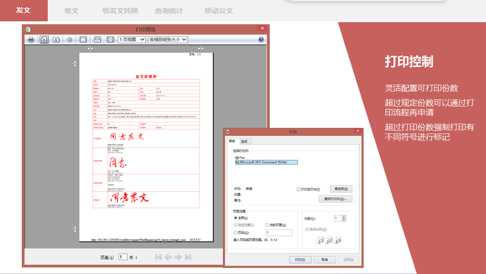 OA发文管理的功能-操作进行一系列的权限控制