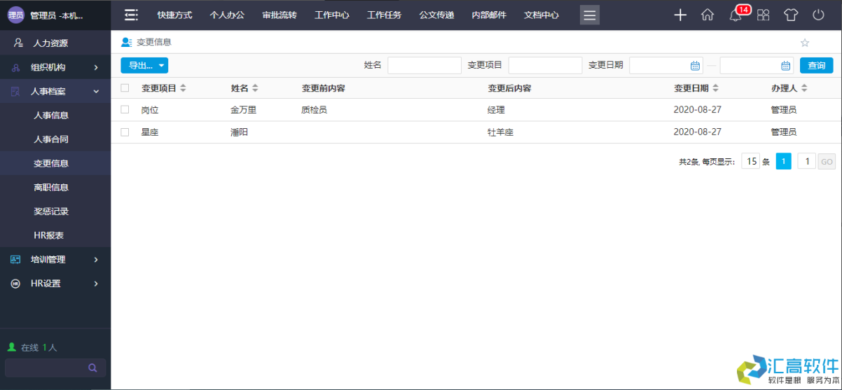 OA业务功能介绍:HR管理系统之人事档案 OA业务功能介绍:HR管理系统之人事档案